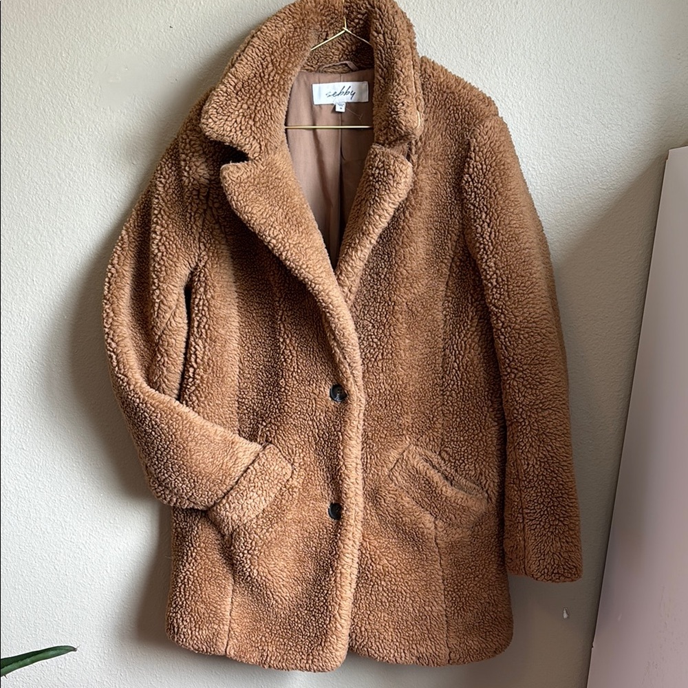 Tan Teddy Jacket Plush Oversized Design